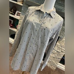 LOFT Woman’s Blue and White Striped Button-Down Shirt